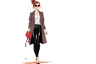 create fashion sketch, illustration, portrait, accessories