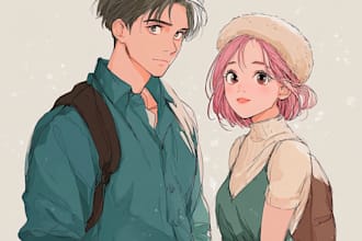 draw a anime character or anime couple character for you