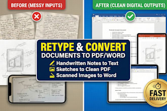 retype, rewrite, or convert paper notes, sketches, and images to PDF