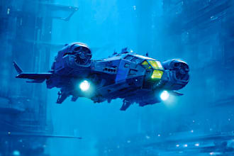 illustrate a spaceships and sci fi vehicles
