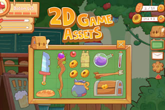 create 2d game assets, UI icons, items, and objects for mobile games