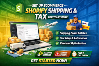 set up ecommerce shopify website shipping rate and tax  settings for your store