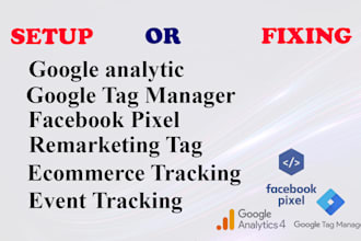 setup ga4, pixel and ads conversion tracking, ecommerce tracking