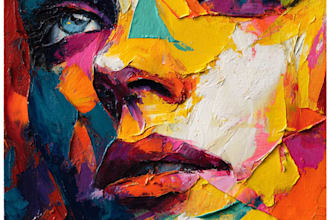 paint expressive colorful abstract portraits