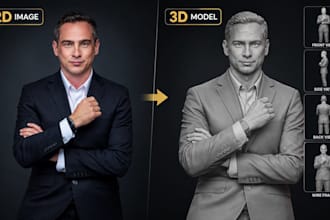 create a 2d to 3d character modeling, 2d image to 3d character model