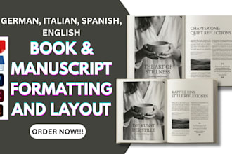 format, design, layout spanish, german, italian ebook, KDP ebook layout design