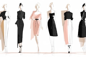 draw a fashion illustration or sketch of a figure in clothes