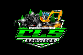 create imagination roll off dumpster and excavation logo design