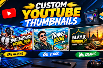 design custom gaming, vlog and islamic thumbnails