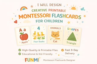 design creative printable montessori flashcards for children