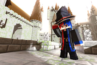 design a minecraft thumbnail or banner using mine imator and