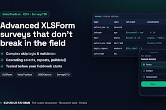 build advanced kobotoolbox, odk and surveycto xlsform surveys with skip logic