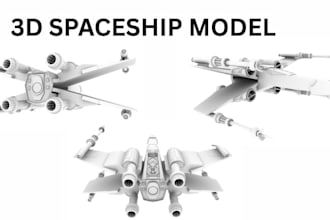 create high quality spaceship model, hard surface aircraft, 3d starship model