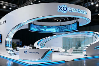design 3d exhibition stall, kiosk rendering, architecture, booth, popup store