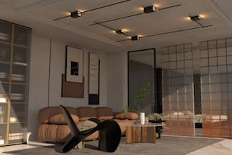 create a 3d rendering of a living room