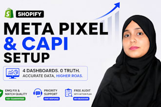 setup shopify meta pixel, capi with server side GTM fix emq, ga4 and boost roas