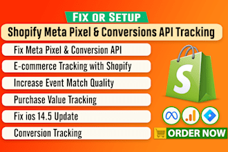 setup or fix shopify facebook meta pixel and conversions API tracking with GTM