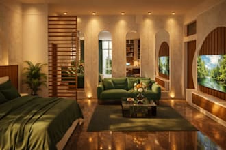 build and render a 3d model of a house design of any scale