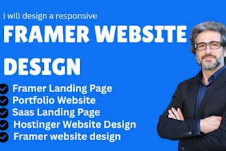 design interactive framer portfolio website or framer landing page