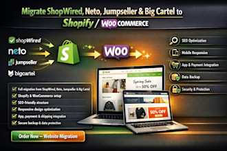 migrate shopwired neto jumpseller big cartel to shopify woocommerce website