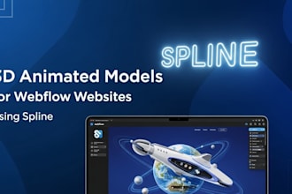 design 3d animated models for webflow website using spline, 3d webflow spline
