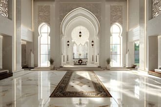 3d interior design, 3d modeling for mosque, church and religious buildings