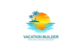 design beach colorful vacation builder logo