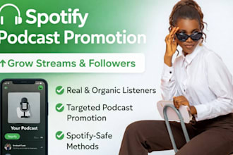 do spotify podcast promotion, organic USA real streamers, ratings, subscribers