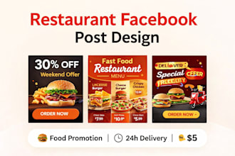 design eyecatching restaurant and food facebook post