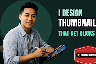 design high CTR youtube thumbnails for faceless, finance, and motivation