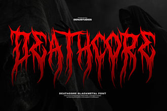 create a deathcore logo with modern aggressive lettering