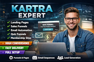 create kartra sales funnels, landing pages, course,website