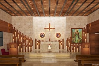 do 3d church design, 3d mosque, synagogue, temple, 3d shul design