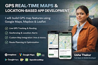 build gps realtime map features using google maps, mapbox leaflet