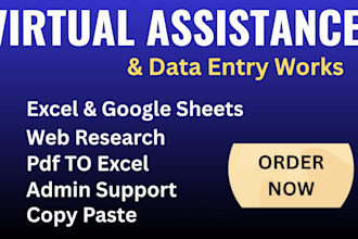 be your data entry virtual assistant for admin support