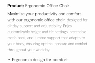 write clear, professional product descriptions for business