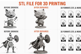 do stl file repair, 3d scan repair, 3d file conversion, stl file modification