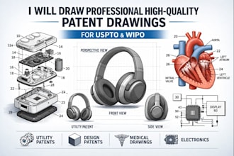 draw professional high quality patent drawings for uspto and wipo