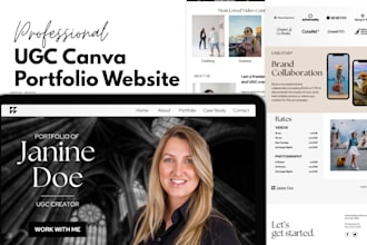 design ugc portfolio website template in canva, epk
