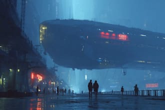 esign an illustration of futuristic cyberpunk city