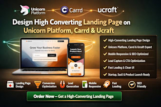 design high converting landing page on unicorn platform carrd ucraft website