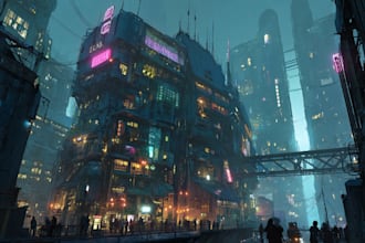 make cyberpunk illustration sci fi futuristic city