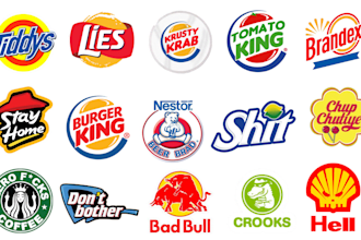 design a creative spoof and parody logo for your brand