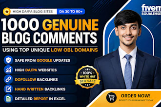 1000 manual blog comments on unique low obl domains