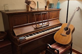 compose cinematic music with acoustic piano or guitar