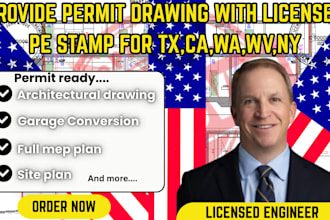 full permit set permit civil engineer, garage conversion, mep plan,ca, ny, nc tx