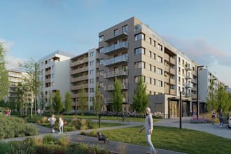 design multi story apartment complex,property investment, render wroclaw balcony
