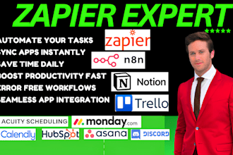 zapier expert n8n notion acuity trello asana calendly hubspot monday discord