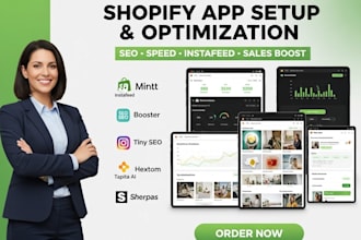 setup shopify mintt instafeed booster tiny seo tapital ai hextom sherpas website