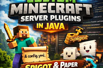 develop custom minecraft server plugins in java for spigot and paper
